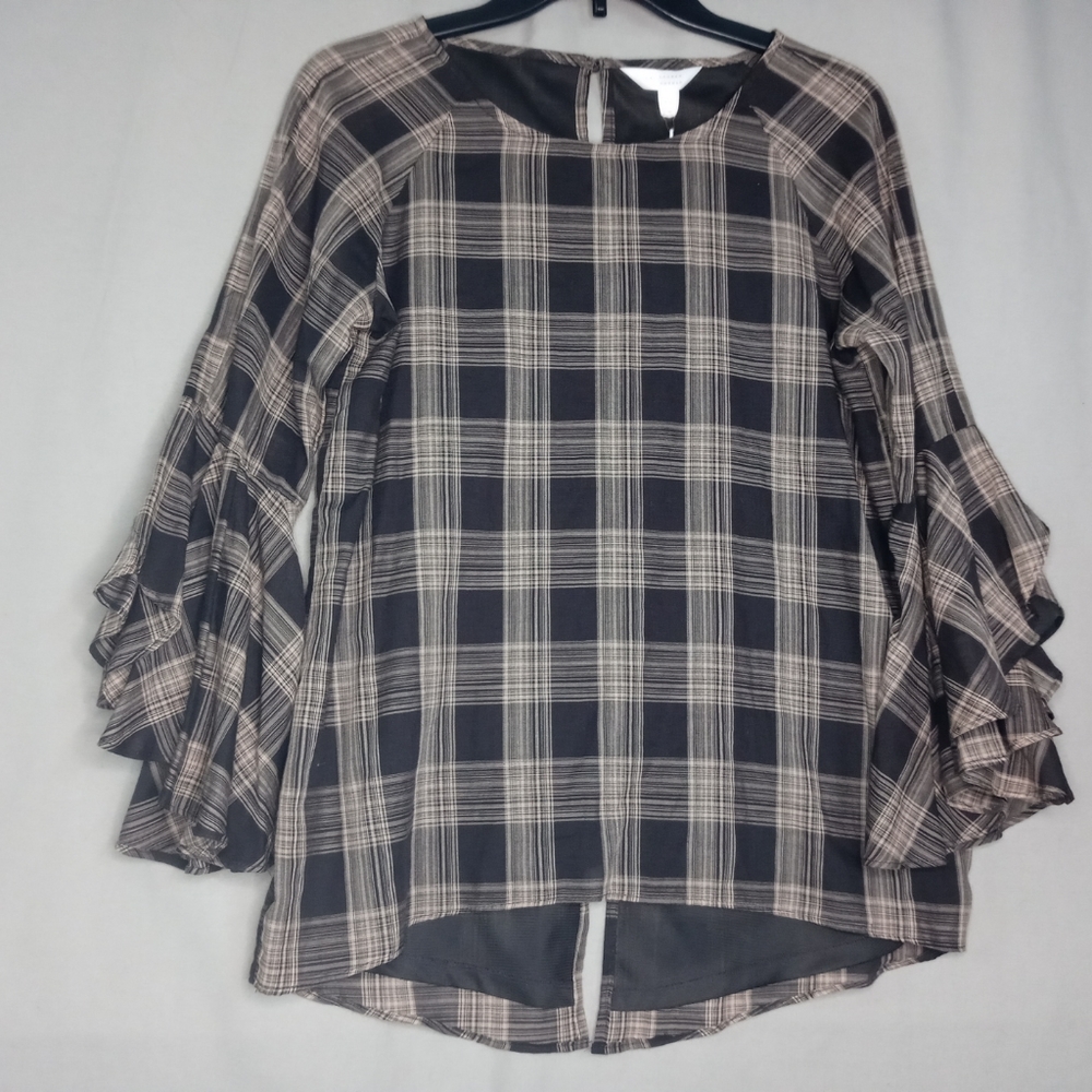 LC LAUREN CONRAD BELL SLEEVE HIGH LOW TOP TUNIC XS